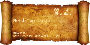 Mohápp Lotti névjegykártya